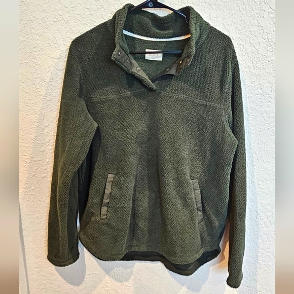 Green Fleece Pocketed Pull Over Sweatshirt size Large - Picture 1 of 5
